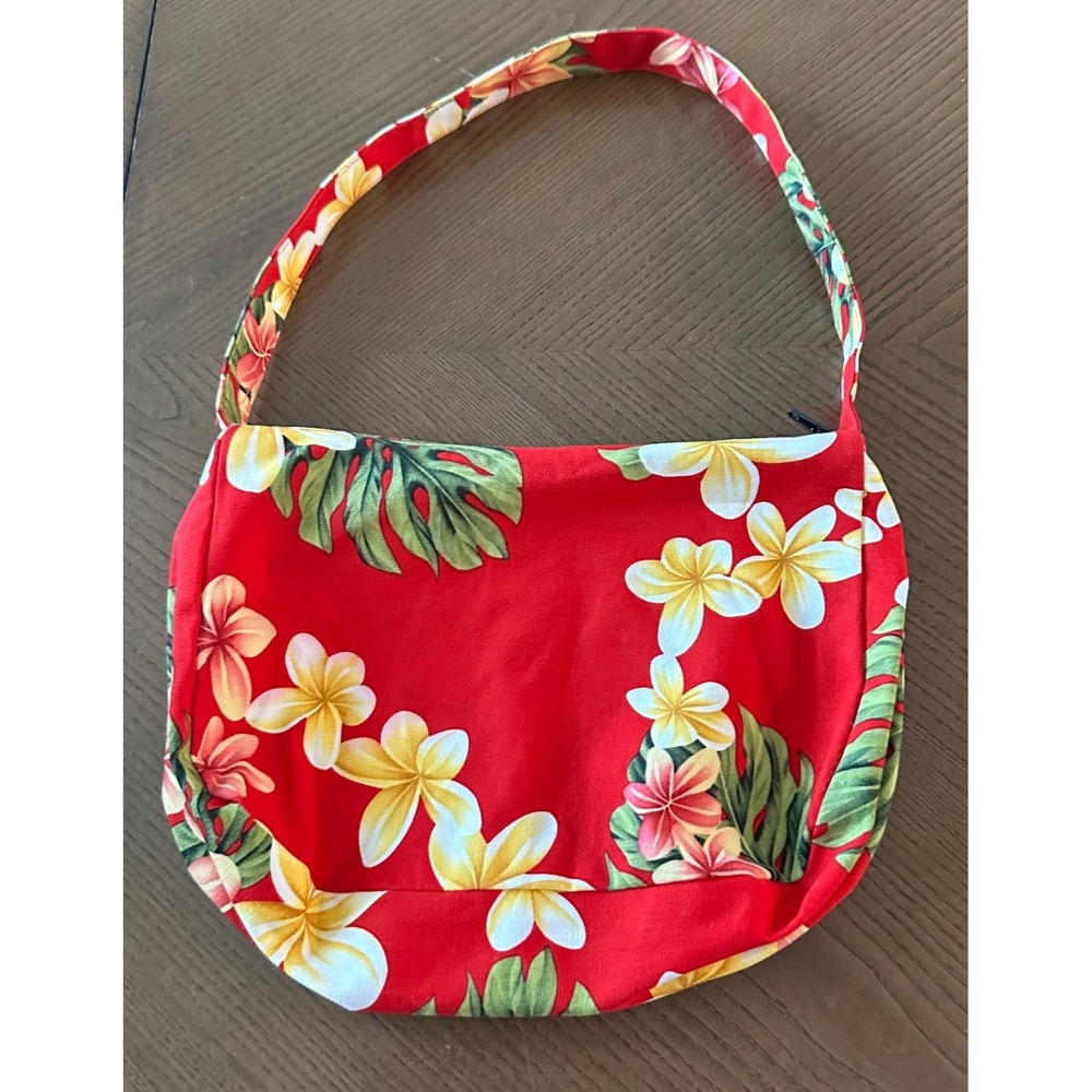 Maui Island Hawaiian Tropical Red Plumeria Floral Print‎ Small Shoulder Bag - Picture 2 of 4